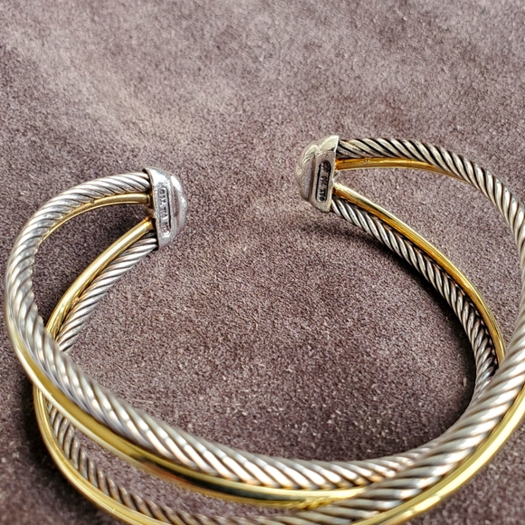 David Yurman Gold Bracelet Crossover X Cuff OZ - Picture 4 of 4